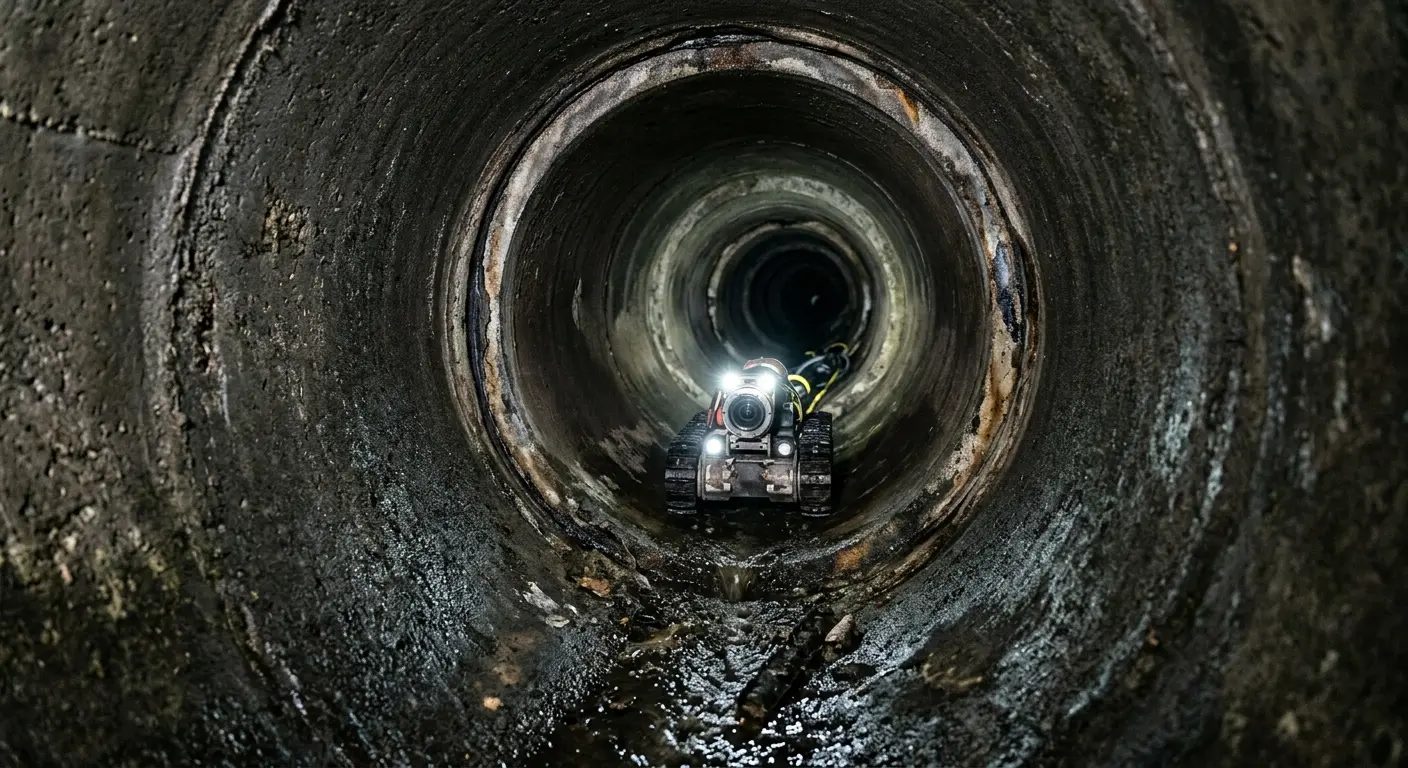 Robotic sewer camera inspecting pipe interior for Sewer Line Repair in Scaggsville